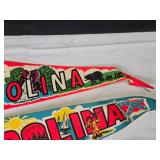Collection of 4 Vintage Travel Pennants - Kansas, North Carolina, South Carolina