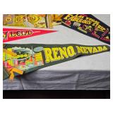 Collection of 7 Vintage Felt Pennants from Las Vegas, Reno, Ohio and more