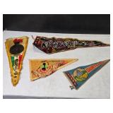 Collection of 4 Vintage International Pennants - Guatemala, El Salvador, New Mexico, Mexico