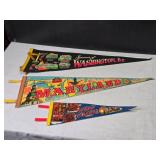 Lot of 3 Vintage Travel Pennants - Maryland, Washington D.C., Luray Caverns