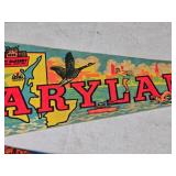 Lot of 3 Vintage Travel Pennants - Maryland, Washington D.C., Luray Caverns
