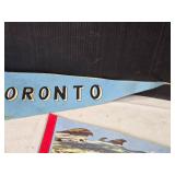 Collection of 4 Vintage Canadian Pennants: Toronto, Jasper Park, Niagara Falls, Banff