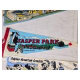 Collection of 4 Vintage Canadian Pennants: Toronto, Jasper Park, Niagara Falls, Banff