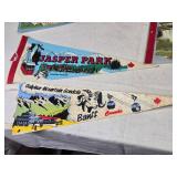 Collection of 4 Vintage Canadian Pennants: Toronto, Jasper Park, Niagara Falls, Banff