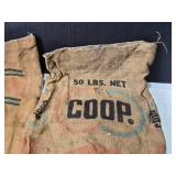 Lot of 2 Vintage Burlap Feed Bags - Dawson and Coop