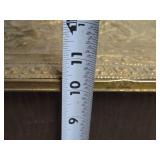 Antique Ornate Brass Wood Treasure Chest with Intricate Relief Scenes