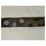 Antique Leather Belt Decorated with Coins and Tokens