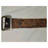 Antique Leather Belt Decorated with Coins and Tokens