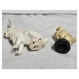 Vintage Cast Iron Rabbit and Duck Figurines