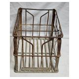 Vintage Wire Storage Crate with Rustic Finish - 13x10x10