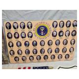 Collection of Vintage Americana Artifacts Including Route 66 Sign, U.S. Presidents Display, and American Flag