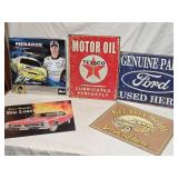Collection of 5 Repop Vintage Garage Signs