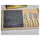 Vintage Kitchen Scale and Holiday Cheese Cutter Set and Schwepes Wooden Handle Cleaver