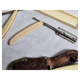 Vintage Camco USA Knife and 2 Straight Razors (One with no blade)