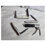 Collection of 4 Vintage Pocket Knives with Unique Features