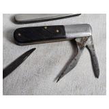 Collection of 4 Vintage Pocket Knives with Unique Features