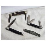Lot of 4 Vintage Pocket Knives with Various Blade Styles