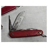 Lot of 3 Vintage Red Folding Knives - Swiss Army / Swiss Army Style