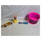 Vintage Toy Lot: Goofy Figure, Cars, and Ertl Scraper