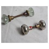 Set of 2 Vintage Glass and Metal Door Knobs