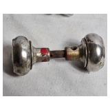 Set of 2 Vintage Glass and Metal Door Knobs