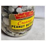 Vintage Jar of Assorted Buttons in Original Peanut Butter Container