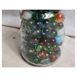 Jar of Vintage Glass Marbles in Assorted Colors