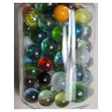 Jar of Vintage Glass Marbles in Assorted Colors
