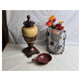 Decorative Home Accents Set: Vase with Flowers, Decorative Urn