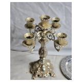 Vintage 5-Arm Candelabra with Spoons and Decorative Plate