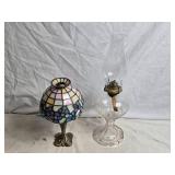Vintage Stained Glass Lamp Shade Tea Light and  Oil Lamp