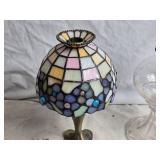 Vintage Stained Glass Lamp Shade Tea Light and  Oil Lamp