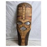 Hand-Carved African Mask with Intricate Designs