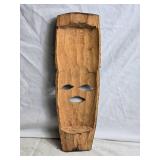 Hand-Carved Wooden Mask with Colorful Geometric Designs