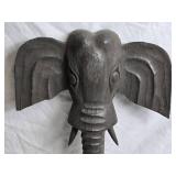 Handcrafted Wooden Elephant Wall Art Sculpture - 19" Tall