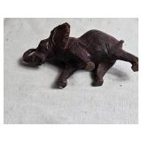 Carved Wood Elephant Figurines - Large and Small Set