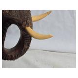 Carved Wood Elephant Figurines - Large and Small Set
