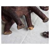 Carved Wood Elephant Figurines - Large and Small Set