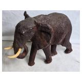 Carved Wood Elephant Figurines - Large and Small Set