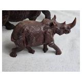 Set of 2 Decorative Rhino Figurines - Large and Small Size