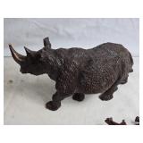 Set of 2 Decorative Rhino Figurines - Large and Small Size