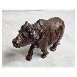 Set of 2 Handcrafted Dark Brown Wooden Buffalo Figurines