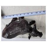 Set of 2 Handcrafted Dark Brown Wooden Buffalo Figurines