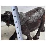 Set of 2 Handcrafted Dark Brown Wooden Buffalo Figurines