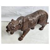 Set of 2 Handcarved Wooden Animal Figurines - Large and Small Cats