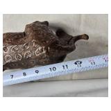 Set of 2 Handcarved Wooden Animal Figurines - Large and Small Cats