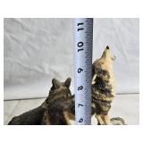 Detailed Wolf Figurine Pair on Rocky Base