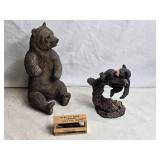 Assorted Bear Figurines and Wood Display Piece