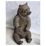 Assorted Bear Figurines and Wood Display Piece