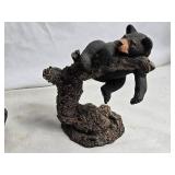 Assorted Bear Figurines and Wood Display Piece